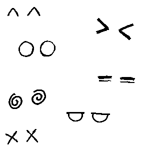 image of several simplified cartoonish eyes